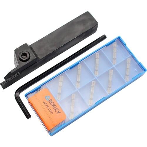 1pc MGEHR1616 MGEHR1616-2 MGEHR1616-3 MGEHR1616-4 Turning Tool Holder + 10pcs MGMN PC9030 Matching Grooving Carbide Inserts