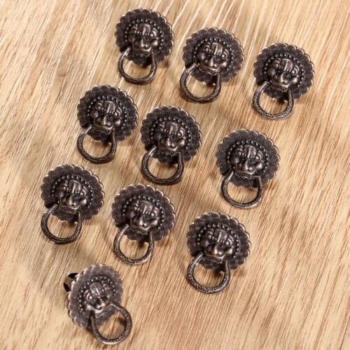 10Pcs Antique Brass Cabinet Knobs and Handles Vintage Bronze Metal Furniture Door Knob Ring Cabinet Dresser Drawer Pull Handle