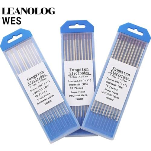 10 pcs Purple Color Code 1.6/2.0/2.4/3.0/3.2/4.0MM Composite Tungsten Electrode Head Tungsten Needle TIG Tungsten Rod for Welder