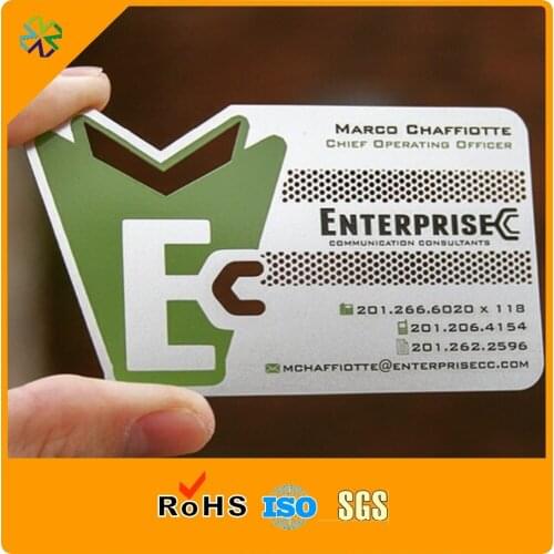 200pcs/lot thin 0.4mm thickness shaped custom silver metal name cards