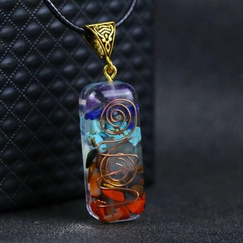 2021 High quality natural stone resin Pendant Wrap braid buddhist jewelry 7 charka Energy necklace drop shipping