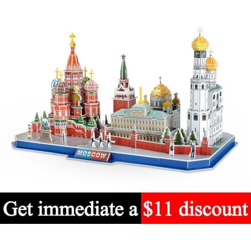 No-glue Pre-cut Moscow Russia Handmade House 3D Paper Model Puzzle Papercraft DIY Construction Kids Adult Craft Toys MC266h