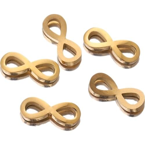5pcs Lot Gold Stainless Steel Infinite Symbol Connector Charms DIY Necklace Bracelet Jewelry Making Supplies Wholesale Crafts