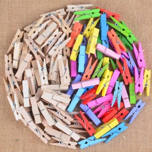 50PCS 35mm Colorful Mini Spring Wood Clips Clothespin Photo Paper Peg Pin Clothespin Craft Clips Party Craft Home Decoration