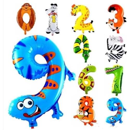 500pcs/lot 16 inch Animal Arabic numerals Balloon Cartoon Foil Balloons for Birthday Wedding Party Decoration Kid Toys