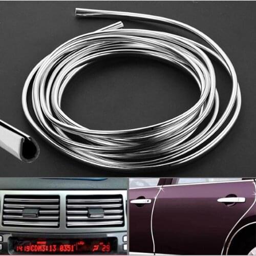 6m Car Chrome Trim Strip Air Vent Grille Switch Rim Moulding Car Decoration U Shape Door / boot protector strip Auto Interior