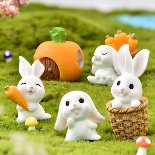7Pcs Miniature Garden Ornaments Easter Bunny Decoration Spring Decoration for Home Garden Yard Office Decoration