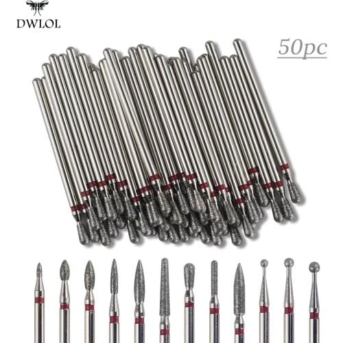 12 shapes Diamond Nail Drill Milling Nail Drill Bits Cuticle Cutter for Manicure Nail Files Electric Milling Burr Grinder 50PC
