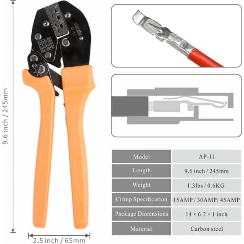 AP-11 IWISS crimping plier Ratcheting Wire Crimper Tools for Anderson AMP 15, 30 and 45 Cable Connectors AWG 20-10
