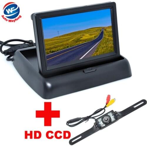 Car CCD Rear View 7LED Camera+4.3"TFT LCD Video Foldable Parking Monitor License plate camera