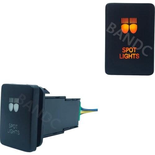 Car Switch SPOT LIGHTS On Off SPST Push Switch for Toyota RVA4 Landcruiser Prado Hilux 2015, Orange Led Lights, 3Amp 12V