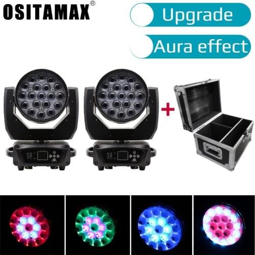 2pcs+flight case LED Zoom Moving Head Wash Light 19x15 LED Disco Party Lights RGBW 4IN1 DMX Control Zoom Stage Lighting DJ Light
