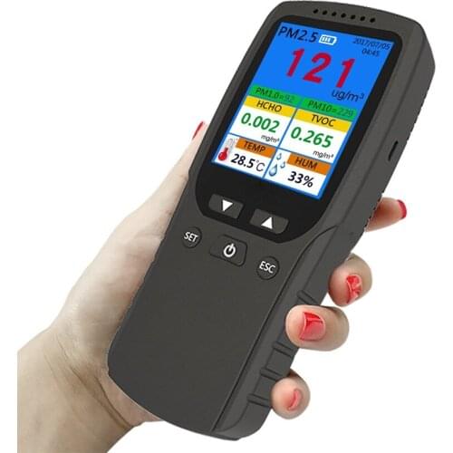 Air Quality Monitor Temperature and Humidity Detector Can Detect PM2.5/ PM1.0/ PM10/ HCHO/ TVOC Household Gas Tester