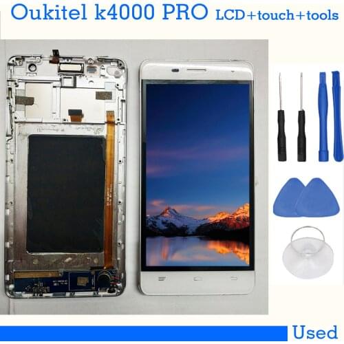 Original Touch Screen + LCD Display With Frame Digitizer Assembly Replacement Parts Accessory + Tools For OUKITEL K4000 PRO,Used
