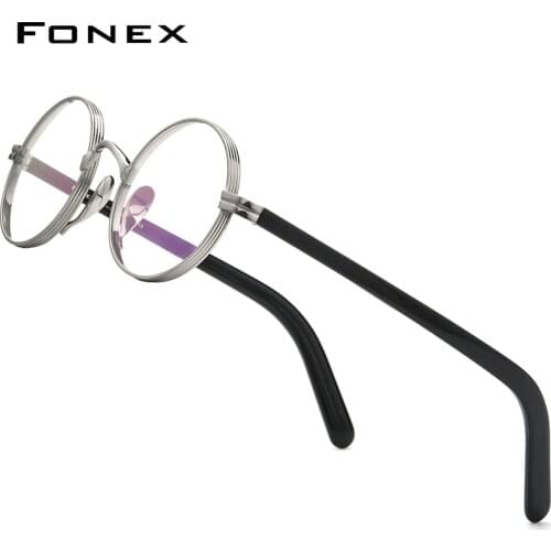 FONEX Titanium Eyeglasses Frame Men 2021 New Retro Round Glasses Women Vintage Prescription Myopia Optical Japan Eyewear F85650