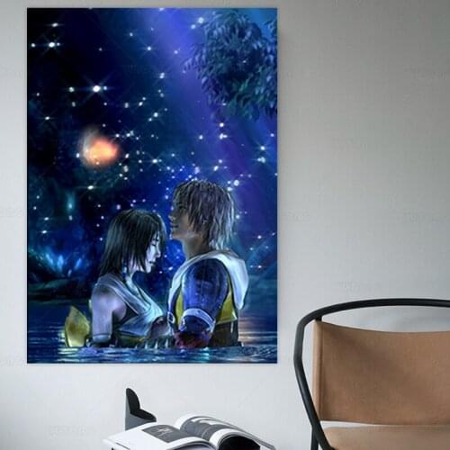 Final Fantasy X Tidus and Yuna Art Canvas Paintings for Living Room Prints Posters Wall Art Home Decoration Frame