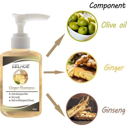Ginger Anti-dropping Shampoo Oil Control Soft Silky Moisturizing Hair Loss Treatments Hair Root Ginger Juice Shampoo Eelhoe 60ml
