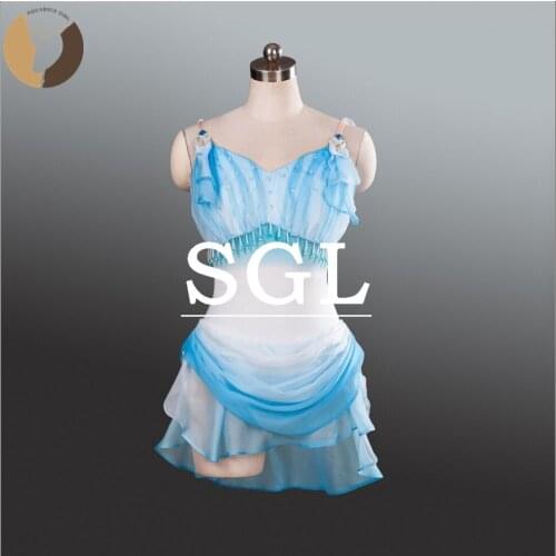 Cupid Role Costumes Adult Spadex Leotard With Chiffon Skirt Sky Blue White Color Opera Performance Short Skirts ST1237