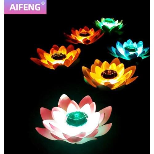 AIFENG Solar Lamp Flower Lotus Light Garden Pool Lamp Led Bright Lamps Outdoor Decoration Led Night Light
