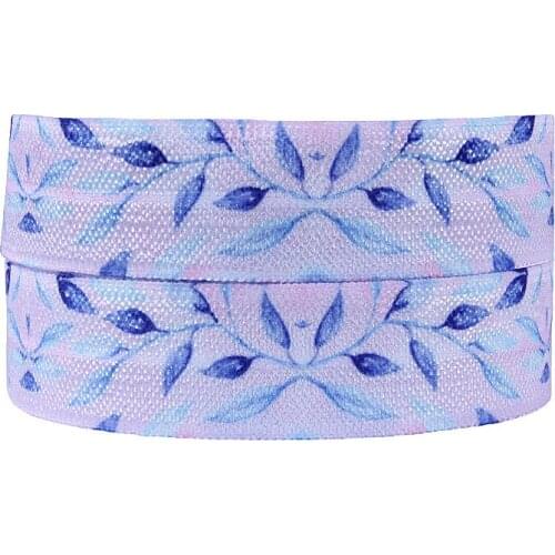 Flora Ribbons purple flower printed foe elastic ribbon for baby headbands