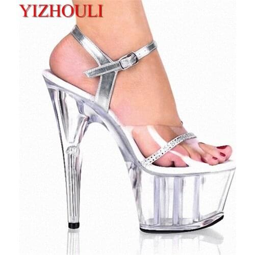 Transparence15 cm super high heels stage fashion runways lap-dancing sandals of small yards