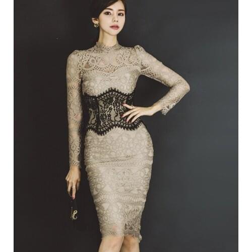 Fashion women new arrival sexy formal dress casual comfortable temperament trend vintage slim lace perspective sweet party dress