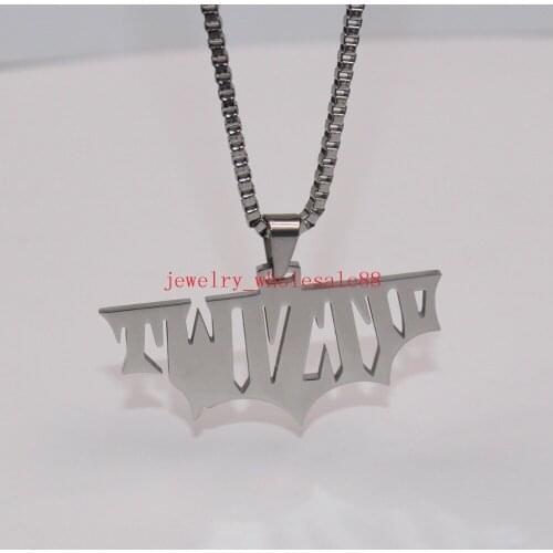 Mens Music charm Insane Clown Posse Twiztid Stainless Steel Pendant Box Link Chain Necklace 18''-28