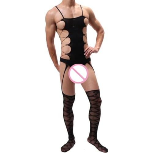 Plus Size Men Underwear Sexy Lingerie Gay Mens Body Stocking Erotic Jumpsuit for Male Sleepwear Sexy Costumes New Latex Catsuit