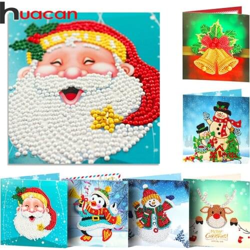 Huacan 5D Special-shape Diamond Painting Christmas Greeting Cards Gift Cross Stitch Diamond Embroidery Santa Claus Mosaic Kit