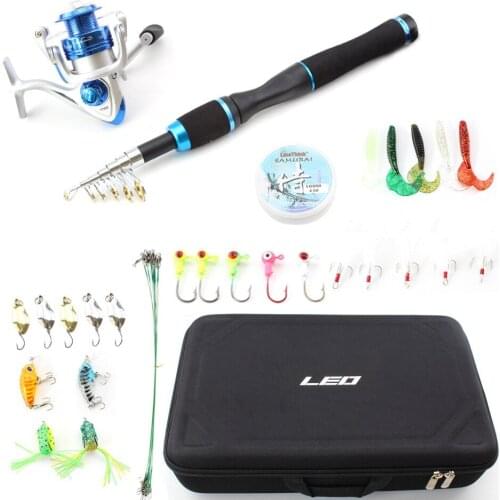 Portable Fishing Tackle set 165cm Carbon spinning Casting Fishing Rod and spinning Reel Set Telescopic Travel Rod Trout