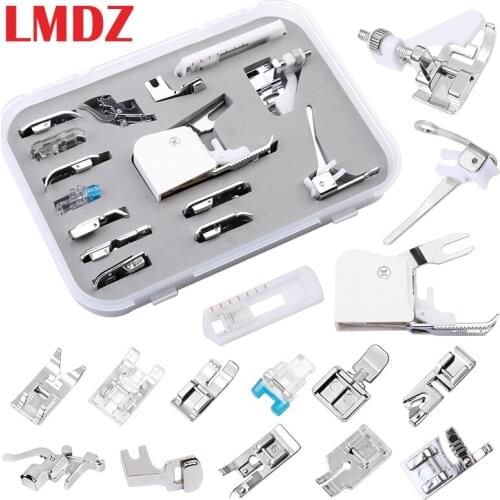 LMDZ Sewing Machine Presser Foot Feet Kit Set With Box Universal General Purpose Presser Foot Shank Foot Parts Accessories