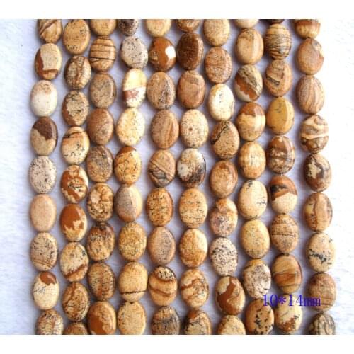 Natural Picture Jasper Flat Oval 10*14mm,18*25mm Loose Beads For Jewelry Making DIY Bracelet Necklace Earrings