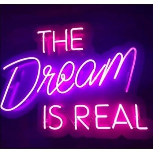 Neon Sign For the dream is real glass tube resterant decorate light Guitar Store Display Outdoor Wall Light Neon Signs For Home