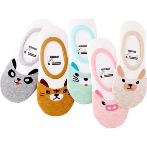 6pairs Women Cute Jacquard Animals Funny Sock Slippers Funny Fashion Girls Socks Summer Autumn Breathable Female Sock Meias Sox