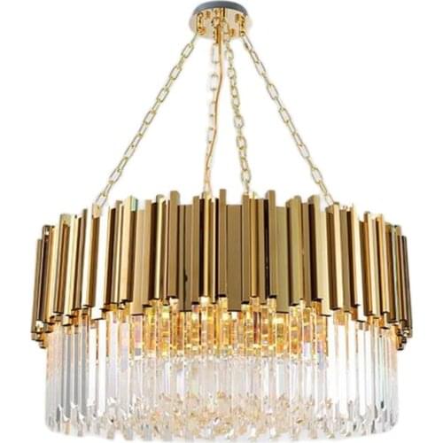 Stainless steel and New Lighting Chandelier Modern Polished Round Living Room Dining Room Crystal Lamp Luxury Crystal Chandelier
