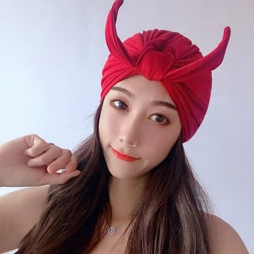 2021 New Hot Summer Women Swimming Cap Little Devil Solid Color Pool Protect Long Hair Ears Bathing Hat