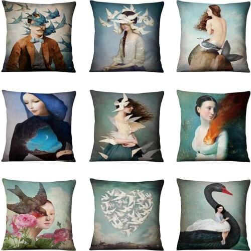 New style abstract retro impressionist oil painting style beauty pillowcase cushion cover sofa home decoration waist pillowcase