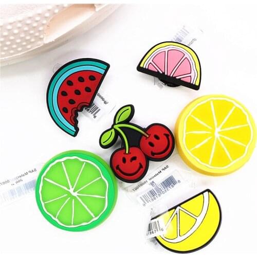 Original PVC Fruits Shoe Buckle Accessories Watermelon Lemon Cherry Shoe Decoration Jibz for Croc Charms Bracelets Kids Gifts