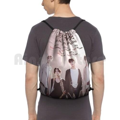 The Rose Kpop Poster Backpack Drawstring Bag Riding Climbing Gym Bag The Rose Kpop Woosung Dojoon Jaehyeong Hajoon Band Music