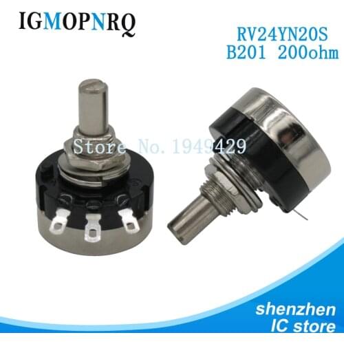 2PCS RV24YN20S RV24YN20S-B201 200 ohm Potentiometer RV24YN 201 200R Single Coil Carbon Film Potentiometer