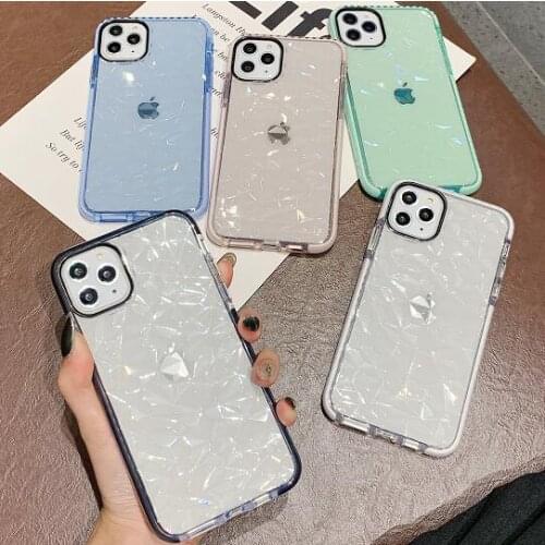 Luxury Diamond Transparent TPU Phone Case For iPhone 13 12 11 Pro Max Mini X XR XS Max 7 8 Plus SE Soft Shockproof Phone Cover