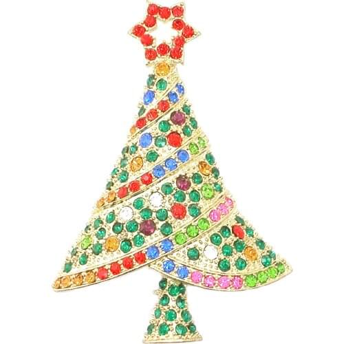 Christmas Tree Rhinestone Brooches Bags Badge Brooch Pins Jewelry Accessories Christmas Gift