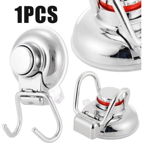 Mayitr Stainless Steel Removable Suction Cup Hook Strong Sucker Double Wall Hook Bathroom Kitchen Holder Hanger for Towel Robe