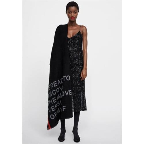 Autumn and Winter Europe and The United States Z Scarf, Red Striped Letters, Imitation Cashmere Warm Shawl Shawl. Winter Scarf