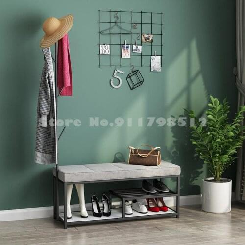 Nordic shoe changing stool soft bag cushion wear shoe cabinet shoe changing stool hanger integrated household door simple net re