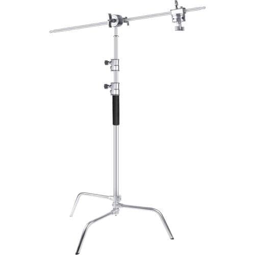 Neewer Upgraded Heavy Duty Stainless Steel C-Stand with Hold Arm and Grip Head - 58.6-121.6 inches Stand with One Adjustable Leg