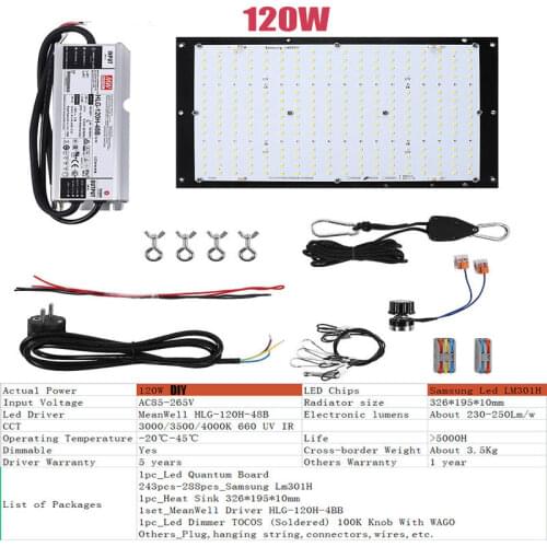 Quantum Board Pre-Assembled Full Spectrum 120W Samsung Lm301h 3000/3500K UV IR QB288 Waterproof Connector Led Phytolamp Indoor