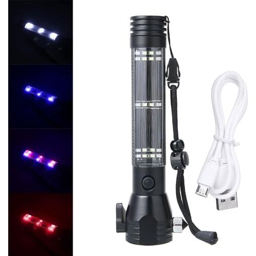 MAYITR 1pc High Quality Solar Power Flashlight Portable Rechargeable LED Flashlights For Camping Fishing Hiking