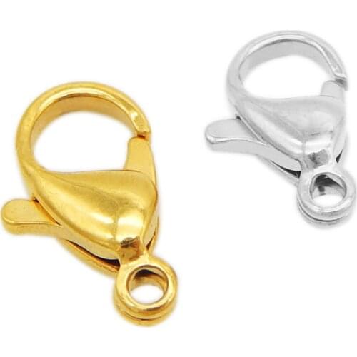 20pcs/lot Lobster Clasps 18K Gold Plating Stainless Steel Jewelry Finding Clasp Hooks for Diy Necklace & Bracelet Chain Making