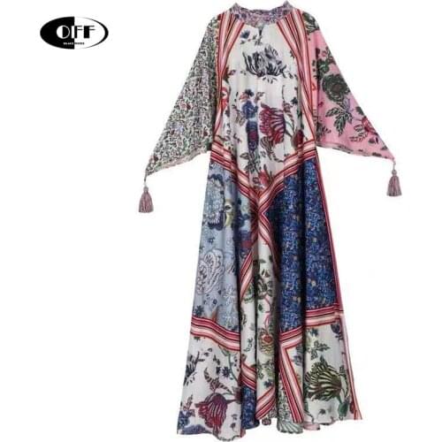 Bohemia Beach Loose Vintage Printed Maxi Dresses For Women Boho Holiday Oversized Runway Chic Retro Zevity Dress Floral Vestidos
